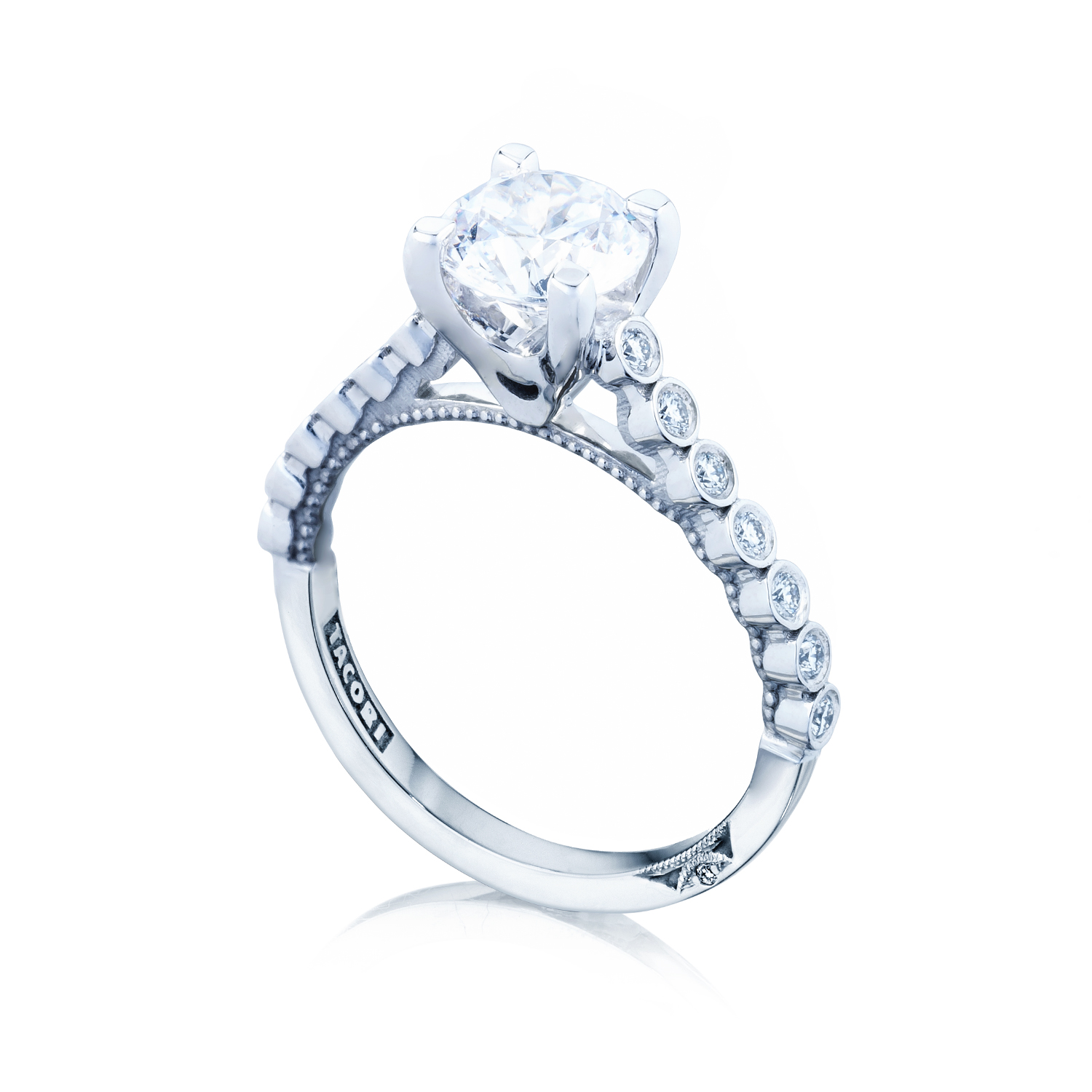 Sculpted Crescent diamond engagement  ring  DK Gems